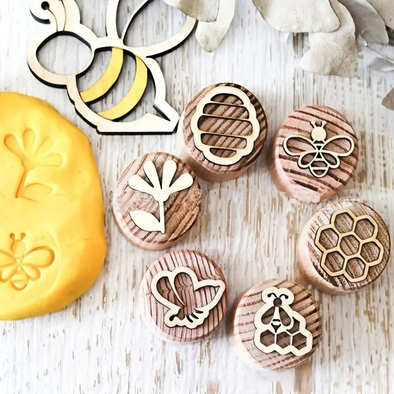 Charming Bee Wooden Stamp Set – Eco-Friendly Crafting Tools for Scrapbooking, Journaling, and Creative DIY Projects - BoboToys