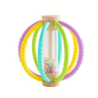 Wooden & Silicone Spherical Rattle – Interactive Sand Timer Toy for Babies, Promotes Sensory Development, Perfect for Learning and Play - BoboToys