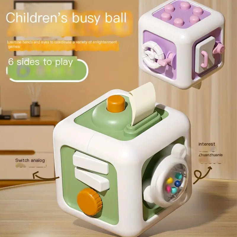 Baby Busy Box Activity Cube – Multifunctional Sensory Toy for Fine Motor Skills Development, Travel-Friendly Educational Toy for Infants and Toddlers - BoboToys