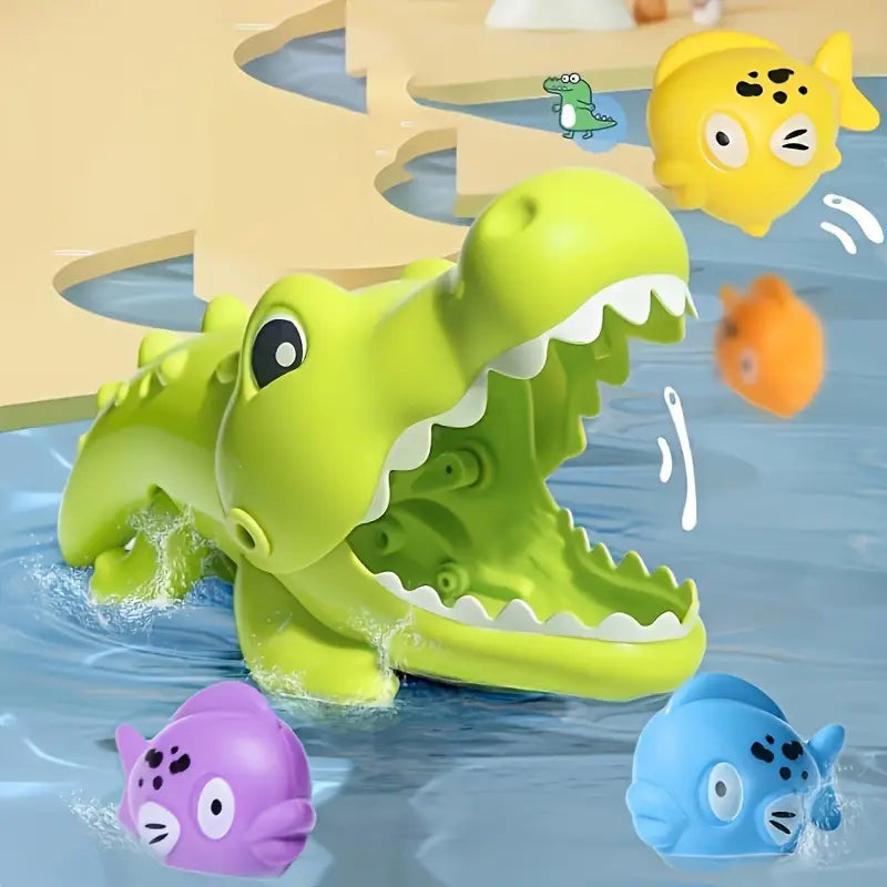 Big Crocodile Eating Fish Bath Toy – Fun Educational Water Toy for Kids, Non-Toxic & BPA-Free, Perfect for Bathtub Play and Gift for Toddlers - BoboToys