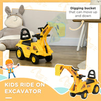 Kids Ride-On Excavator – Interactive Construction Digger with Movable Bucket, Horn, and Under-Seat Storage for Toddlers 18M+ - BoboToys