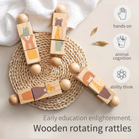 Wooden Rotating Animal Puzzle Toy – Multifunctional Matching Rattle for Toddler Education, Hand-Eye Coordination & Brain Development, Perfect Gift for Kids - BoboToys