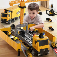 Multifunctional Track Container Toy Set – Construction Vehicles & Crane Play for Kids, Perfect Educational Gift for Boys and Girls - BoboToys