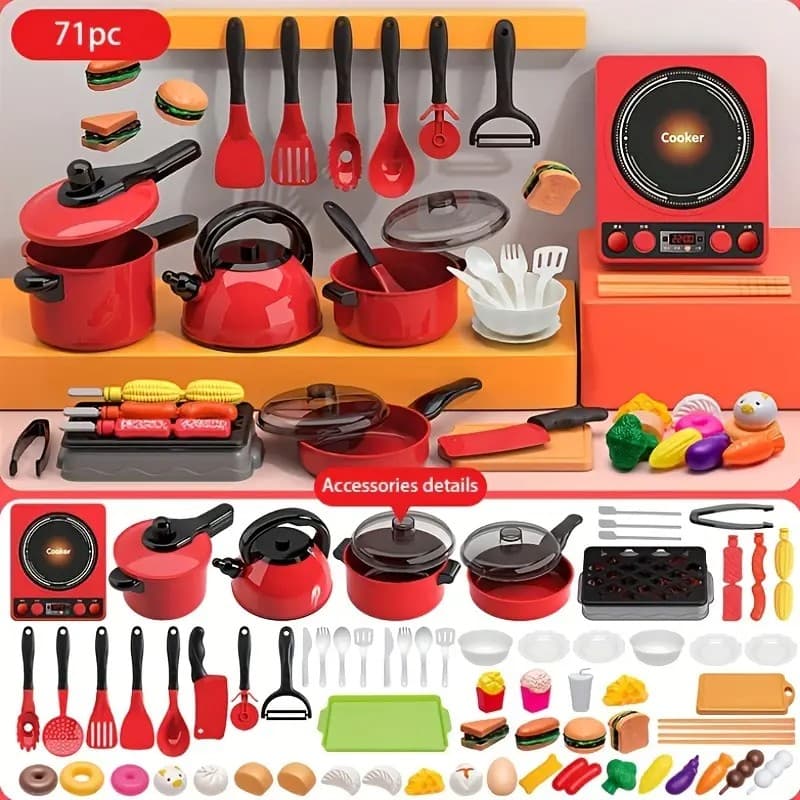 71-Piece Kids' Kitchen Playset - BoboToys